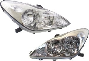Headlight Assembly for Lexus ES300 (2002-2003), ES330 (2004) with Right (Passenger) and Left (Driver) Halogen Lights, Replacement Pair/Set