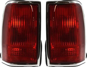 Tail Light Pair/Set for 1990-1997 Lincoln Town Car, Right (Passenger) and Left (Driver), Lens and Housing, Without Emblem, Replacement