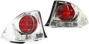 Tail Light Pair/Set for Lexus IS300 2002-2003 Sedan, Right (Passenger) and Left (Driver) Outer, Lens and Housing, Metallic Finish Replacement