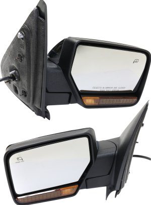 Mirror Pair/Set for Lincoln Expedition/Navigator 2009-2010, Right (Passenger) and Left (Driver), Non-Towing, Power Controlled, Power Folding, Heated, Chrome, with Signal Light in-Housing and Memory, without Auto Dimming and Blind Spot Detection Replacement