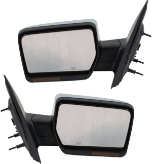 Mirror Pair/Set for Ford F-150 (2004-2006), Lincoln Mark LT (2006-2006), Right (Passenger) and Left (Driver), Non-Towing, Power Operated, Manually Foldable, Heated, Chrome, with In-housing Signal Light, without Auto Dimming, Blind Spot Detection, Memory, Replacement