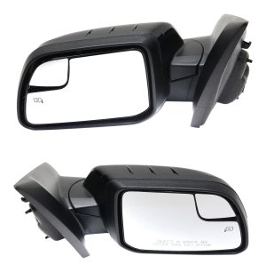 Mirror Pair/Set for Lincoln MKX 2011-2015, Right (Passenger) and Left (Driver), Manual Folding, Heated, Paintable, with Blind Spot Detection, Puddle and Signal Light, w/o Memory, from 2-8-2011 Replacement