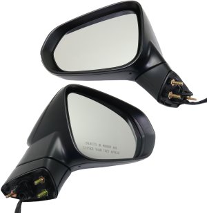 Power Heated Mirror Pair/Set for Lexus NX200T/NX300H 2015-2017, Right (Passenger) and Left (Driver), Manual Folding, Paintable, with Dim Connector, Memory, and Signal Light, Replacement