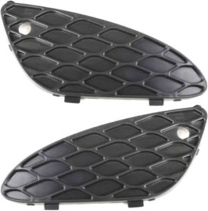 Pair/Set - Front Fog Light Cover for MERCEDES-BENZ E-Class 2003-2006, Right (Passenger) and Left (Driver), Outer, Black, Replacement Set
