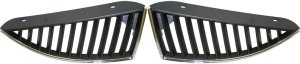 Grille Pair/Set for 2004-2005 Mitsubishi Lancer Sedan, Right (Passenger) and Left (Driver), Chrome Shell/Silver-Black Insert, 11 Strip, Excludes Eclipse Model - Replacement