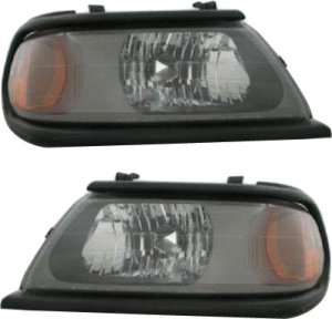 Headlight Assembly for 2000-2004 Mitsubishi Montero Sport, Includes Right (Passenger) and Left (Driver), Halogen, with Black Bezels, Replacement Pair/Set