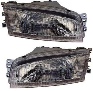Headlight Assembly Pair/Set for Mitsubishi Mirage 1997-2001 Sedan, Halogen, Right (Passenger) and Left (Driver) Replacement