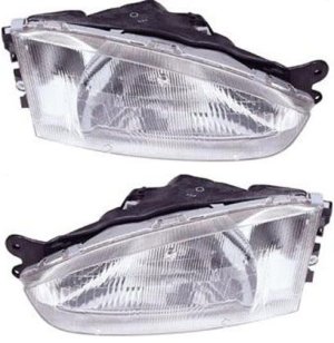 Headlight Assembly for Mitsubishi Mirage 1997-2002 Right (Passenger) and Left (Driver) Halogen, Coupe Replacement Pair/Set