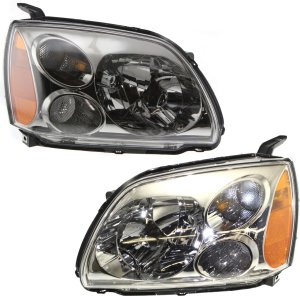 Headlight Assembly Pair/Set for Mitsubishi Galant 2004-2012, Right (Passenger) and Left (Driver) Sides, Halogen, Replacement