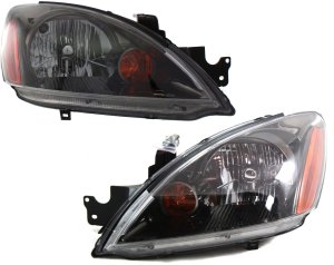 Headlight Assembly Pair/Set for Mitsubishi Lancer Sedan/Wagon 2004-2007, Right (Passenger) and Left (Driver), Halogen, Excluding Evolution Model, Replacement