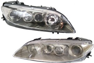 Headlight Pair/Set for 2003-2005 Mazda 6, Right (Passenger) and Left (Driver), Lens and Housing, without Fog Lights, Replacement