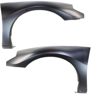 Front Fender Pair/Set for Mitsubishi Eclipse 2000-2005, GT/GTS Model, Right (Passenger) & Left (Driver), Primed (Ready to Paint), with One Round Hole, Replacement
