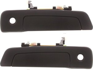 Front Exterior Door Handle Pair/Set for Mitsubishi Eclipse 2000 - 2005, Right (Passenger) and Left (Driver), Textured Black, with Keyhole, Light Replacement