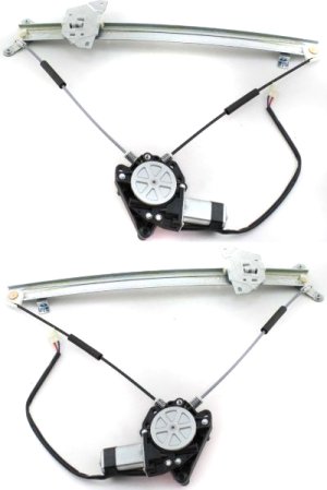 Pair/Set - Front Window Regulator for 1992-2000 Mitsubishi Montero, Right (Passenger) and Left (Driver), Power with Motor, Replacement Set