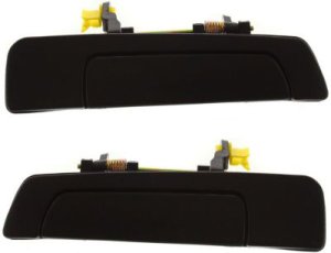 Rear Exterior Door Handle Pair/Set for Mitsubishi Mirage 1997-2001 and Galant 1999-2003, Right (Passenger) and Left (Driver), Smooth Black, Sedan - Replacement