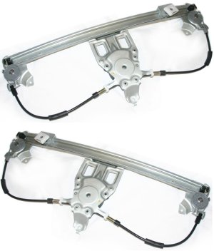 Pair/Set - Rear Window Regulator for Mercedes-Benz 300-Class (1992-1993) & S-Class (1994-1999), Right (Passenger) & Left (Driver), Power, Without Motor, Replacement Set