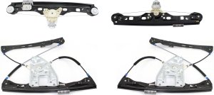 Front and Rear Window Regulator Pair/Set for Mercedes-Benz C-Class 2001-2005, Right (Passenger) and Left (Driver), Power, without Motor, (203) Chassis Replacement