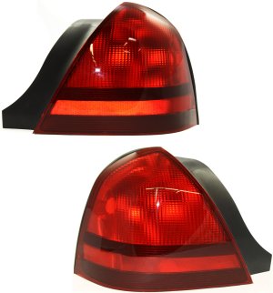 Tail Light Pair/Set for 2003-2011 Grand Marquis, Includes Right (Passenger) and Left (Driver) Lens and Housing, Halogen Replacement