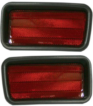 Rear Bumper Reflector Light Pair/Set for 1999-2004 Montero Sport, Includes Right (Passenger) and Left (Driver) Side Reflectors, Mitsubishi Replacement