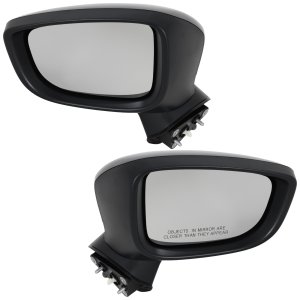 Mirror Pair/Set for 2017-2018 Mazda 3, Right (Passenger) and Left (Driver) Power Mirrors, Manual Folding, Non-Heated, Paintable, without Blind Spot Detection, Memory, with Signal Light, Mexico Built Vehicle Replacement