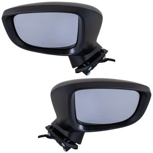 Power Mirror Pair/Set for 2017-2018 Mazda 3, Right (Passenger) and Left (Driver), Manual Folding, Heated, Paintable, with Signal Light, Excludes Blind Spot Detection and Memory, for Mexico Built Vehicle, Replacement
