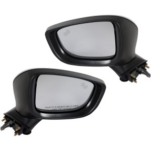 Mirror Pair/Set for 2017-2021 Mazda 6, Right (Passenger) and Left (Driver), Power, Manual Folding, Non-Heated, Paintable, with Blind Spot Detection and Signal Light, Replacement