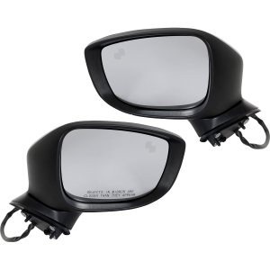 Mirror Pair/Set for Mazda 6 2017-2021, Right (Passenger) and Left (Driver), Power, Manual Folding, Heated, Paintable, with Blind Spot Detection and Signal Light, without Auto Dimming Replacement