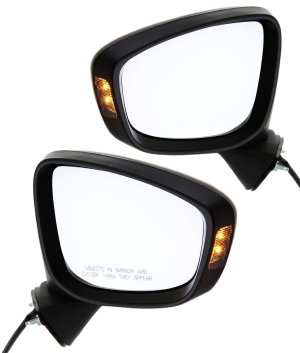 Power Mirror Pair/Set for Mazda CX-5 (2013-2015), Right (Passenger) and Left (Driver), Manual Folding, Non-Heated, Paintable, with In-Housing Signal Light, without Auto Dimming, BSD, Memory Replacement