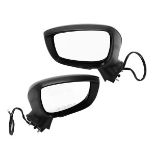 Mirror Pair/Set for Mazda CX-3 2016-2022, Right (Passenger) and Left (Driver), Power Adjustable, Manual Folding, Heated, Paintable, with In-Housing Signal Light, without Auto Dimming, Blind Spot Detection, No Memory, Replacement