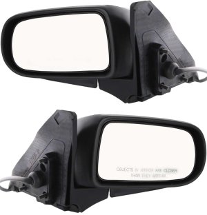 Mirror Pair/Set for Mazda Protege 1999-2003, Right (Passenger) and Left (Driver), Manual Folding, Power, Non-Heated, Textured, Replacement