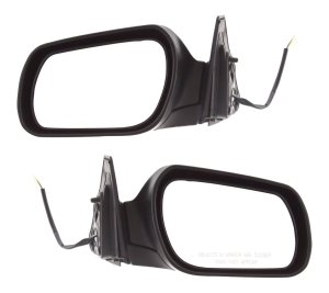 Mirror Pair/Set for 2006-2007 Mazda 6, Right (Passenger) and Left (Driver), Power Adjustable, Manual Folding, Non-Heated, Paintable, with Turbo, Replacement