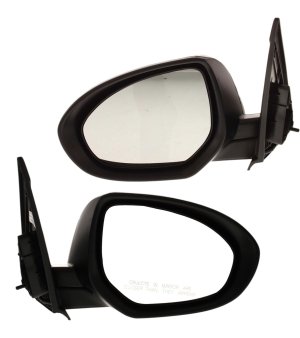 Mirror Pair/Set for 2010-2013 Mazda 3, Right (Passenger) and Left (Driver), Power Adjusting, Manual Folding, Non-Heated, Paintable, with Signal Light, Replacement