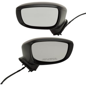 Mirror Pair/Set for Mazda CX-5 2017-2018, Right (Passenger) and Left (Driver), Power-Operated, Manual Folding, Heated, Paintable, with In-Housing Signal Light, without Blind Spot Detection, Auto-Dimming, Memory, Replacement