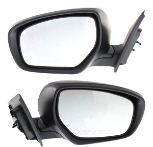 Mirror Pair/Set for Mazda CX-9 2010-2015, Right (Passenger) and Left (Driver), Power, Manual Folding, Non-Heated, Paintable, Flat Glass, Without Auto Dimming, Blind Spot Detection, Memory, and Signal Light Replacement