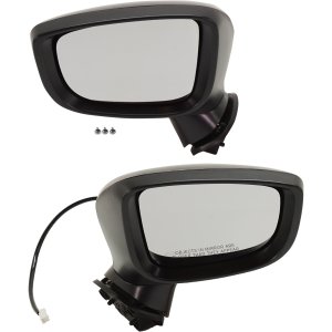 Mirror Pair/Set for Mazda Mazda 3 2017-2018, Right (Passenger) and Left (Driver), Power Adjust, Manual Folding, Non-Heated, Paintable, without Blind Spot Detection and Signal Light, Japan Built Vehicle Replacement