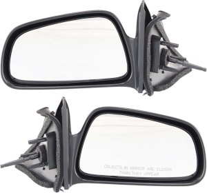Manual Remote Mirror Pair/Set for Mitsubishi Galant 1999-2003, Right (Passenger) and Left (Driver), Non-Folding, Non-Heated, Paintable - Replacement Part