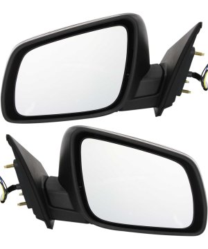 Power Heated Mirror Pair/Set for Mitsubishi Lancer 2008-2014, Manual Folding, Textured, Right (Passenger) and Left (Driver) Replacement