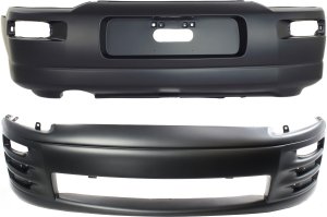 Front and Rear Bumper Cover Set for 2000-2002 Mitsubishi Eclipse, Primed (Ready to Paint), Valid Up to January 2002 Replacement