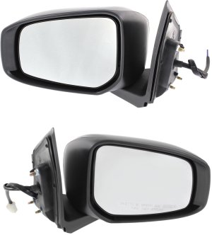 Mirror Pair/Set for Mitsubishi Mirage 2014-2022/Mirage G4 2017-2022, Right (Passenger) and Left (Driver), Power, Manual Folding, Non-Heated, Paintable, without Signal Light, Replacement