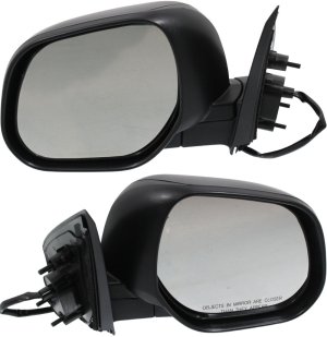 Power Mirror Pair/Set for Mitsubishi Outlander 2010-2013, Right (Passenger) and Left (Driver), Manual Folding, Non-Heated, Paintable, without Signal Light, Replacement