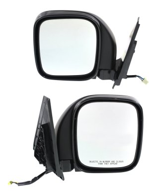 Power Mirror Pair/Set for 2001-2006 Montero Limited/XLS Models, Right (Passenger) and Left (Driver), Manual Folding, Heated, Paintable, Replacement
