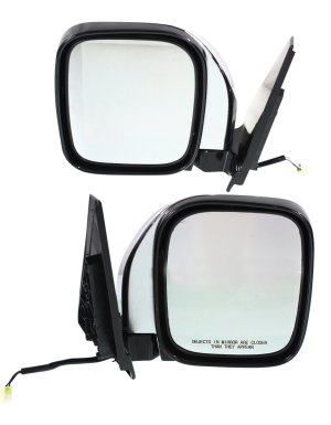 Power Mirror Pair/Set for Mitsubishi Montero 2001-2006, Right (Passenger) and Left (Driver), Manual Folding, Heated, Chrome, Suitable for Limited/XLS Models - Replacement