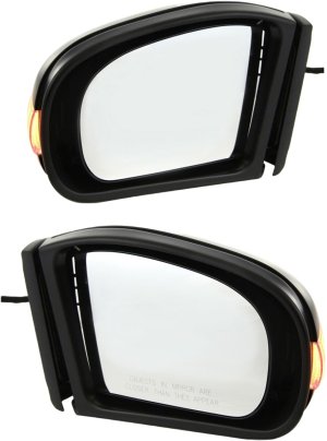 Power Mirror Pair/Set for Mercedes-Benz C-Class 2001-2007, Right (Passenger) and Left (Driver), Manual Folding, Heated, Paintable, with In-housing Signal Light, without Auto Dimming, BSD, and Memory, Replacement