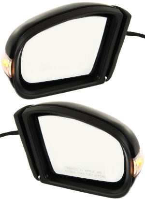 Mirror Pair/Set for 2003-2006 E-Class Sedan/Wagon, Right (Passenger) and Left (Driver), Power, Manual Folding, Heated, Paintable, with In-housing Signal Light and Memory, without Auto Dimming and Blind Spot Detection, New Body Style, Replacement