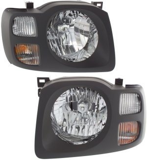 Headlight Assembly for 2002-2004 Nissan Xterra XE Model, Right (Passenger) and Left (Driver), Halogen, Replacement Pair/Set