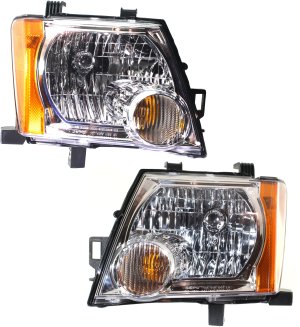 Headlight Assembly for Nissan XTERRA 2005-2015, Halogen, Right (Passenger) and Left (Driver), Exclude 2009-2015 S/X Models, Replacement Pair/Set