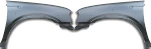 Front Fender Pair/Set for Nissan Frontier 2001-2004, Primed (Ready to Paint), Right (Passenger) and Left (Driver), 6 Cylinder, Replacement