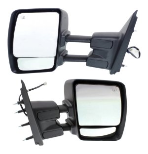 Towing Mirror Pair/Set for NV Series Full Size Van 2012-2021, Right (Passenger) and Left (Driver), Power, Manual Folding, Heated, Chrome, without Signal Light Replacement