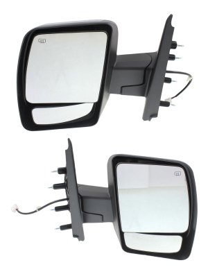 Power Heated Chrome Mirror Pair/Set for Nissan NV Series Full Size Van 2012-2021, Manual Folding, Right (Passenger) and Left (Driver), Non-Towing, w/o Signal Light, for SL/SV Models, Replacement