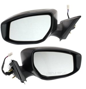 Power Heated Mirror Pair/Set for Nissan Altima 2013-2018, Right (Passenger) and Left (Driver), Manual Folding, Paintable, with In-Housing Signal Light, Without Auto Dimming, BSD, and Memory Replacement.